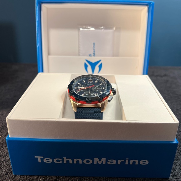 TechnoMarine Seven Seas Sport Men’s Watch-44mm-TM725025 Navy&Gold Chrono(NWT) - Picture 3 of 12